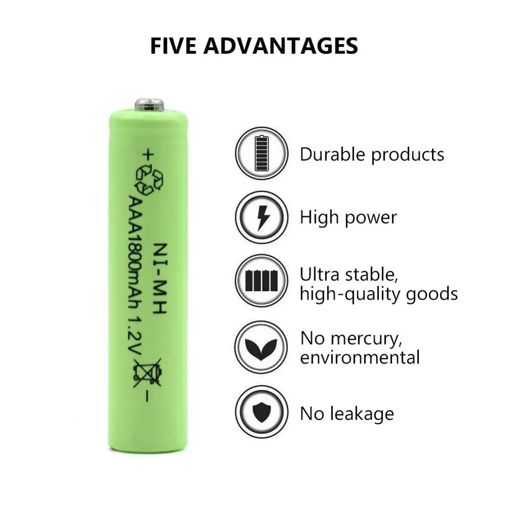 Wholesale Cheap AJQQ NI-MH ni mh ааа аккумулятор 1.2V 1800MAH Green аккумуляторы батарейки Can Be Used For Mouse Toys