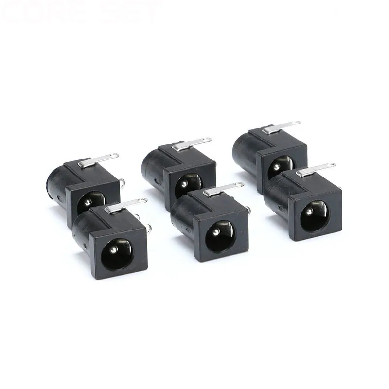 10Pcs PCB Mount 5.5 x 2.1 mm Female DC Power Jack Plug Socket Connector Black 2.1 socket Round the needle