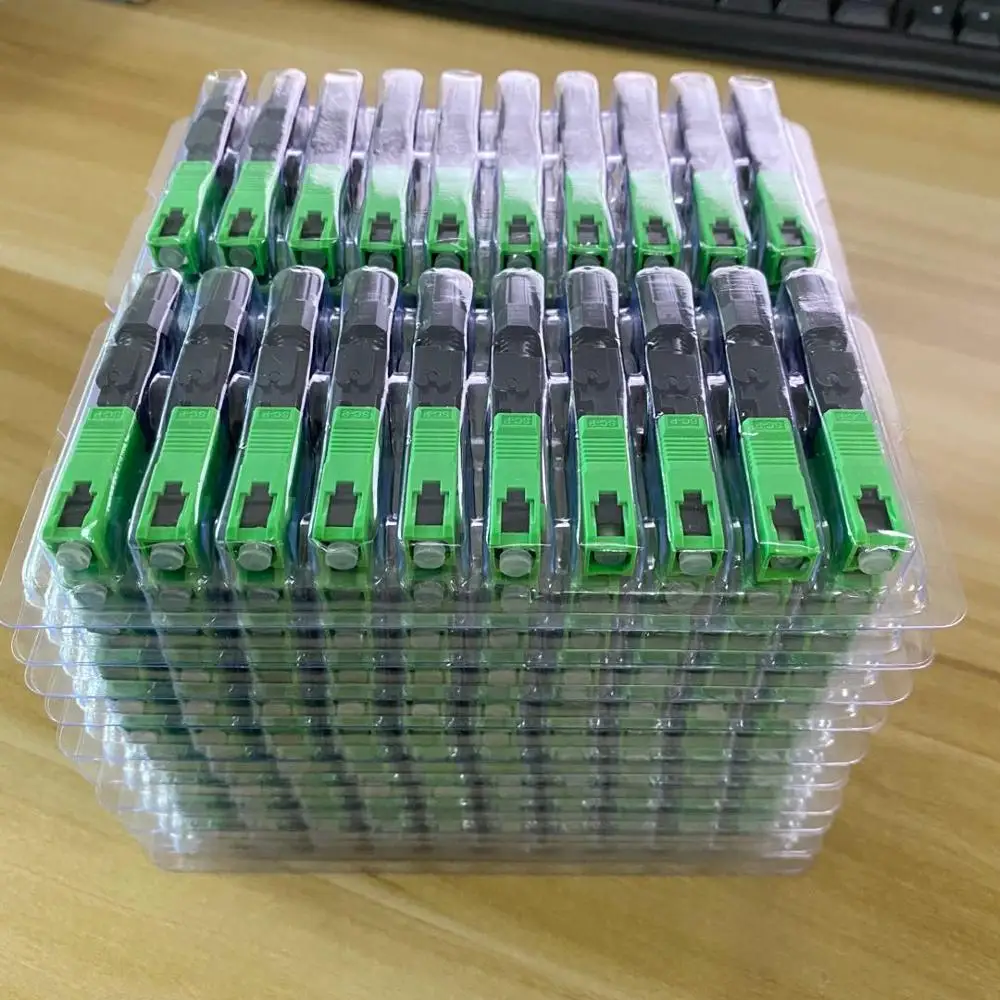 100PCS Embedded SC APC Fiber Optic Fast Connector FTTH Single Mode Fiber Optic SC Quick Connector  Adapter Field Assembly