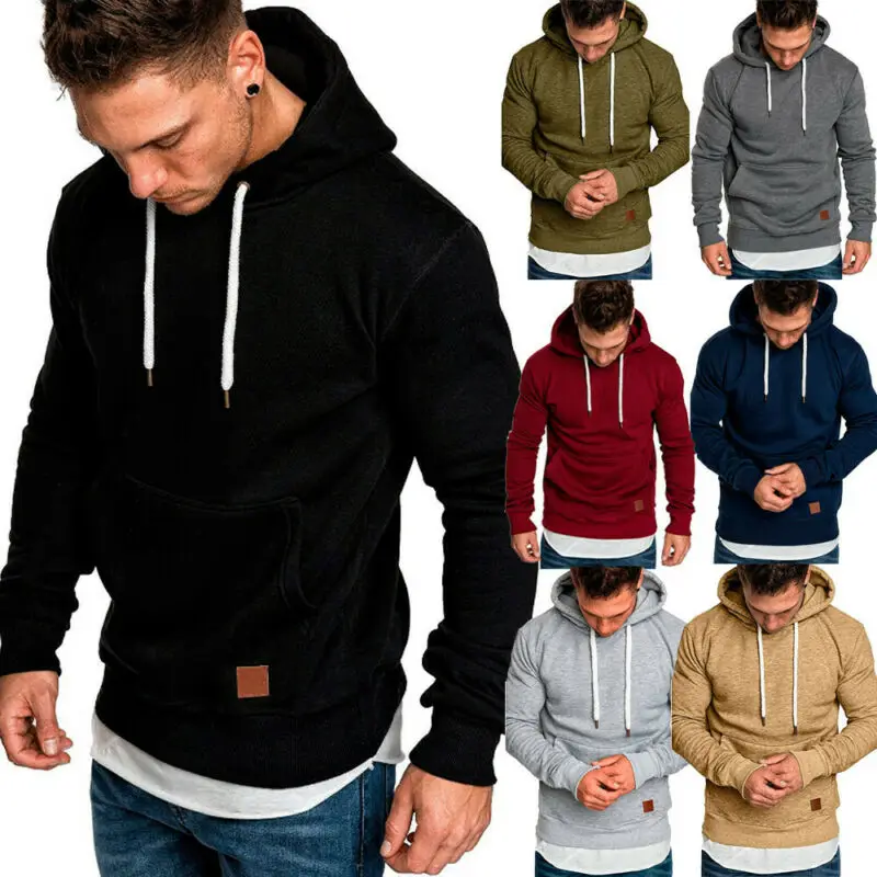 

Men Hoodies Sweatshirts Casual Long Sleeve Plain Pullover Tops Shirts Soft Autumn Rapper Hip Hop Hooded Male Clothes Sports Run