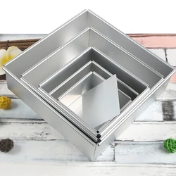 4 5 6 8 10 inches Square Cube Shape  Anode Aluminium Loose Bottom Cake Mold Chiffon Bread Molding Pan Tin DIY Bakery Supplies