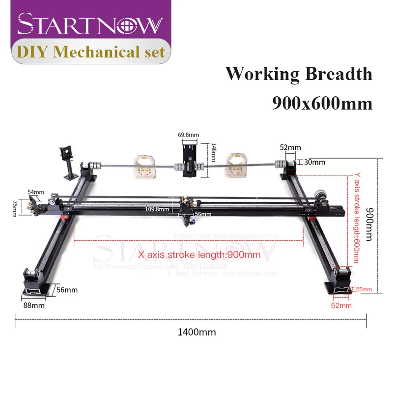 Startnow CO2 Mechanical Parts Sets 900mm*600mm Single Head DIY CO2 Laser Metal Components XY Axis Outer Sliding Rails Kits