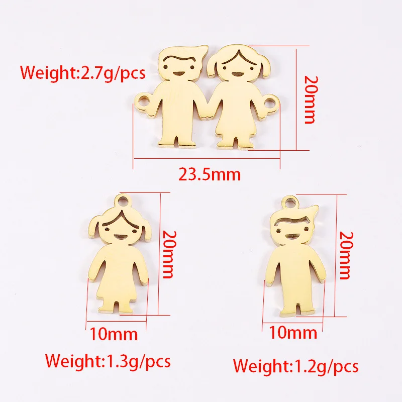 

10pcs/Lot Stainless Steel Mirror Polish Boy Girl and Couple Pendants Charms DIY Jewelry Making Necklace Bracelet