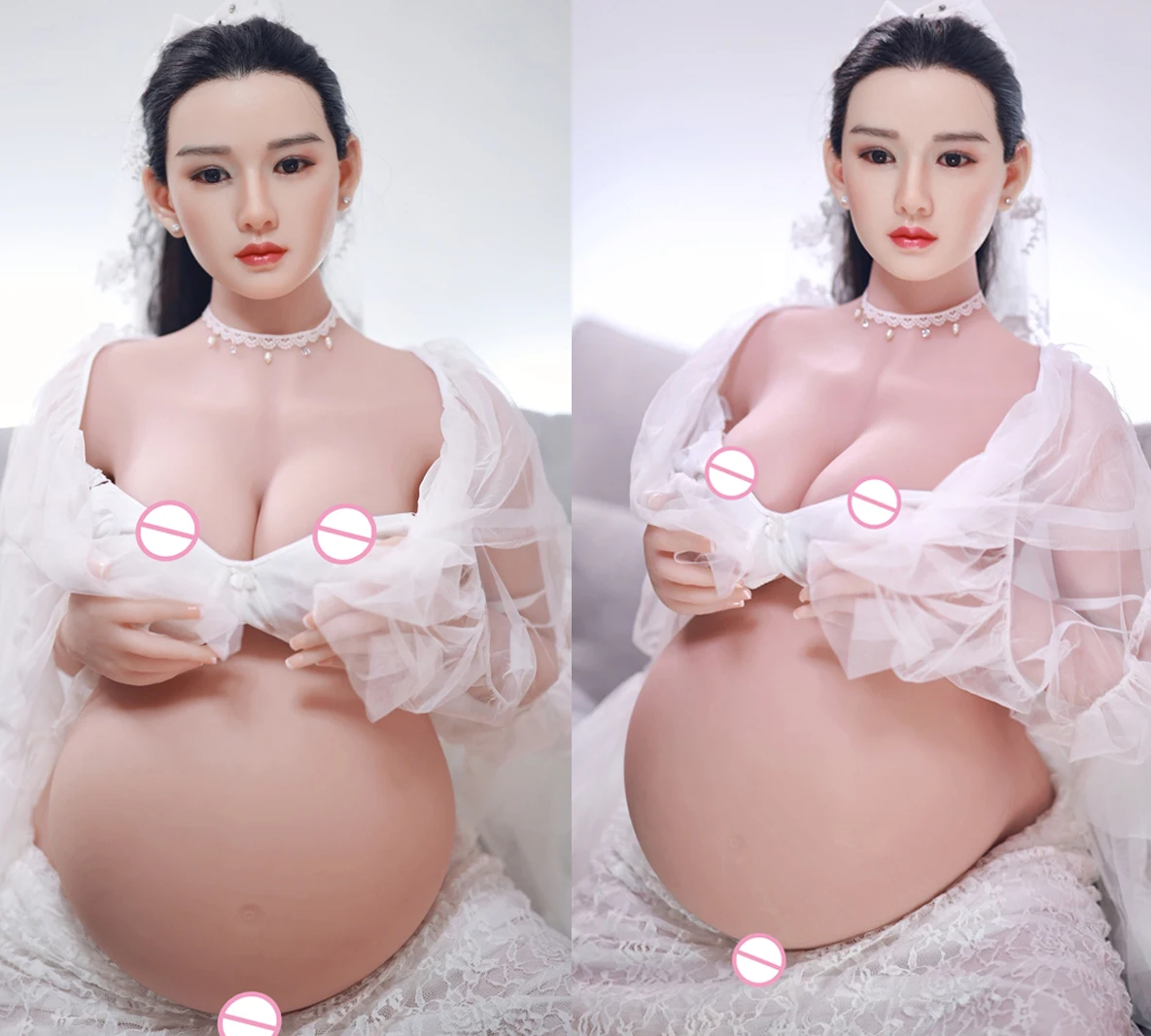 JYDOLL 160cm Pregnant Implanted Hair Silicone Head Sexy Doll With TPE Body TPE Sex Big Breasts Mannequins