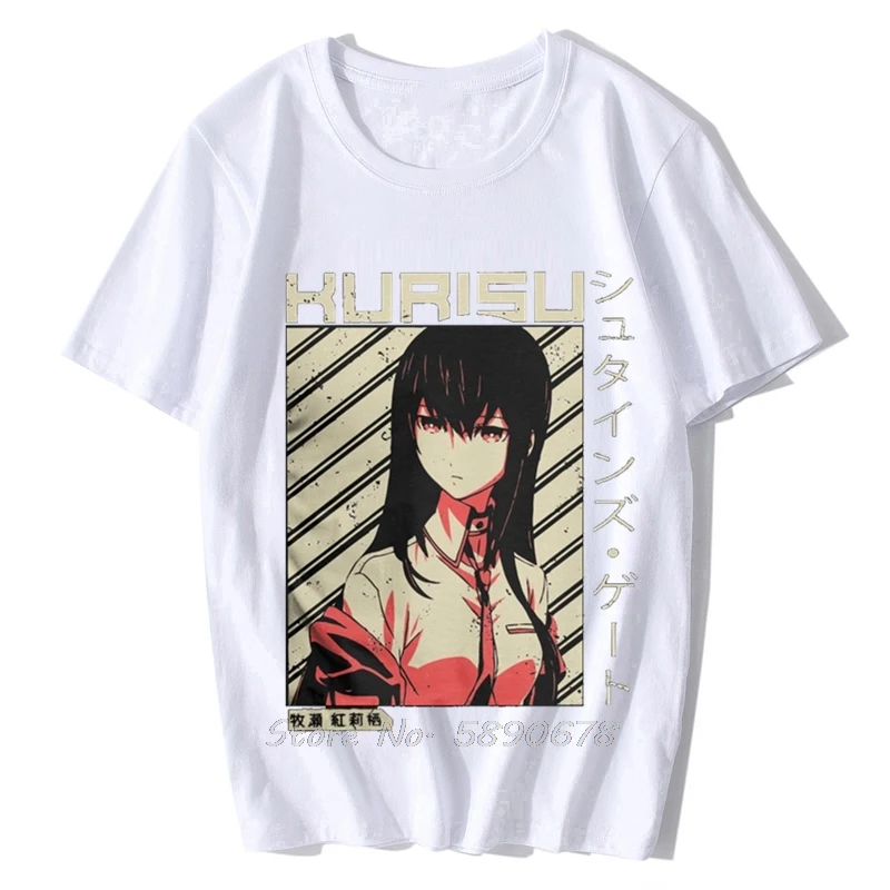 Steins Gate 0 Makise Kurisu Anime T-Shirt Men Crazy Cotton Tees Harajuku Short Sleeve T Shirt Summer Clothing