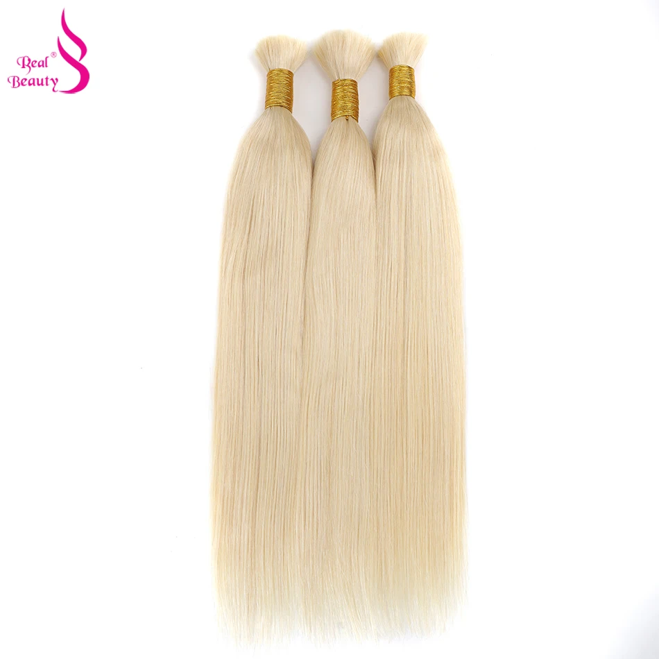 Real Beauty 613 Blond Straight Human Hair Bulk For Braiding No Weft Hightlight 100% Human Hair Extensions 45cm to 75cm