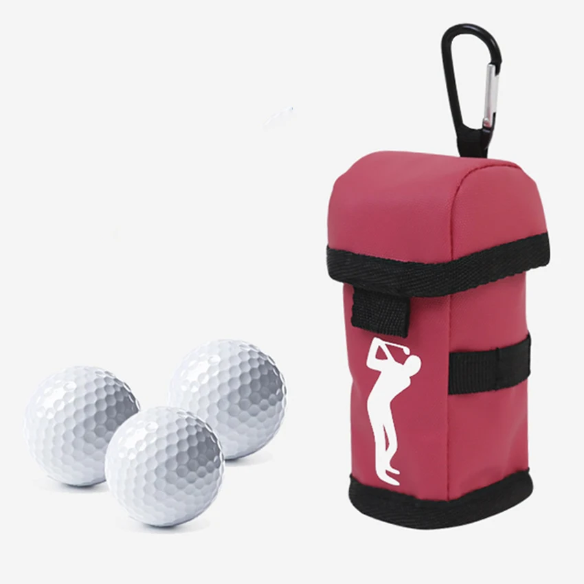 Golf Ball Carry Bag Golf Tee Holder Pouches with Light Weight Hook Portable Golf Ball Storage Bag for 3 Golf Ball & Tee