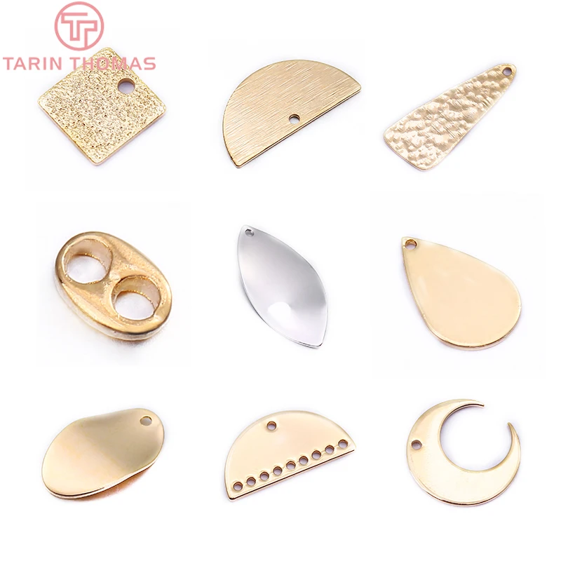 

(210)10PCS 24K Gold Color Plated Brass Earring Connector Earring Charms Pendants for Jewelry Making Findings