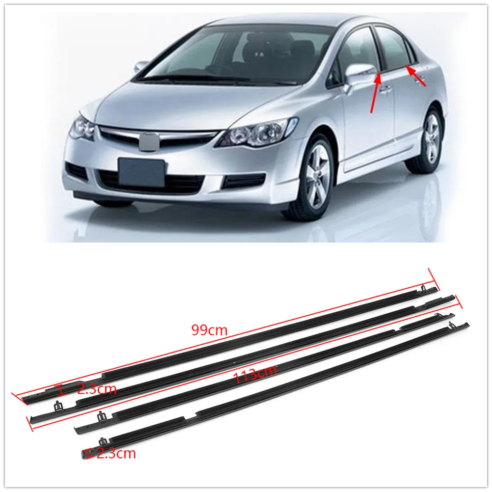 

For Honda Civic 2006 2007 2008 2009 2010 2011 Sedan 4 Door Exterior Window Weatherstrip Seal Strip Moulding Trim Sealing Belt