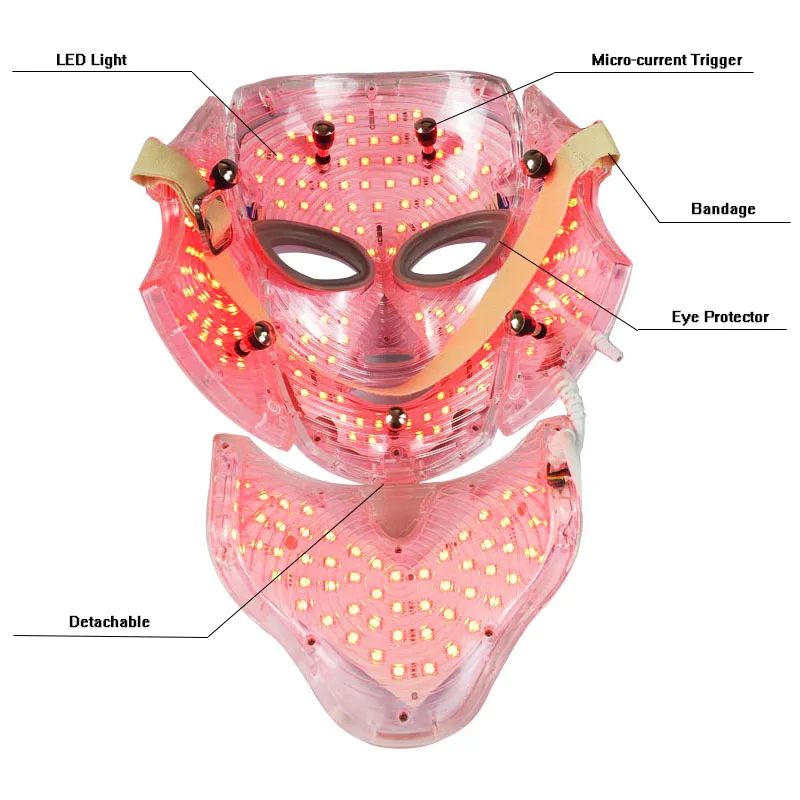 7 Color Led Mask With Neck Beauty Machine Photon Skin Rejuvenation Instrument Tools