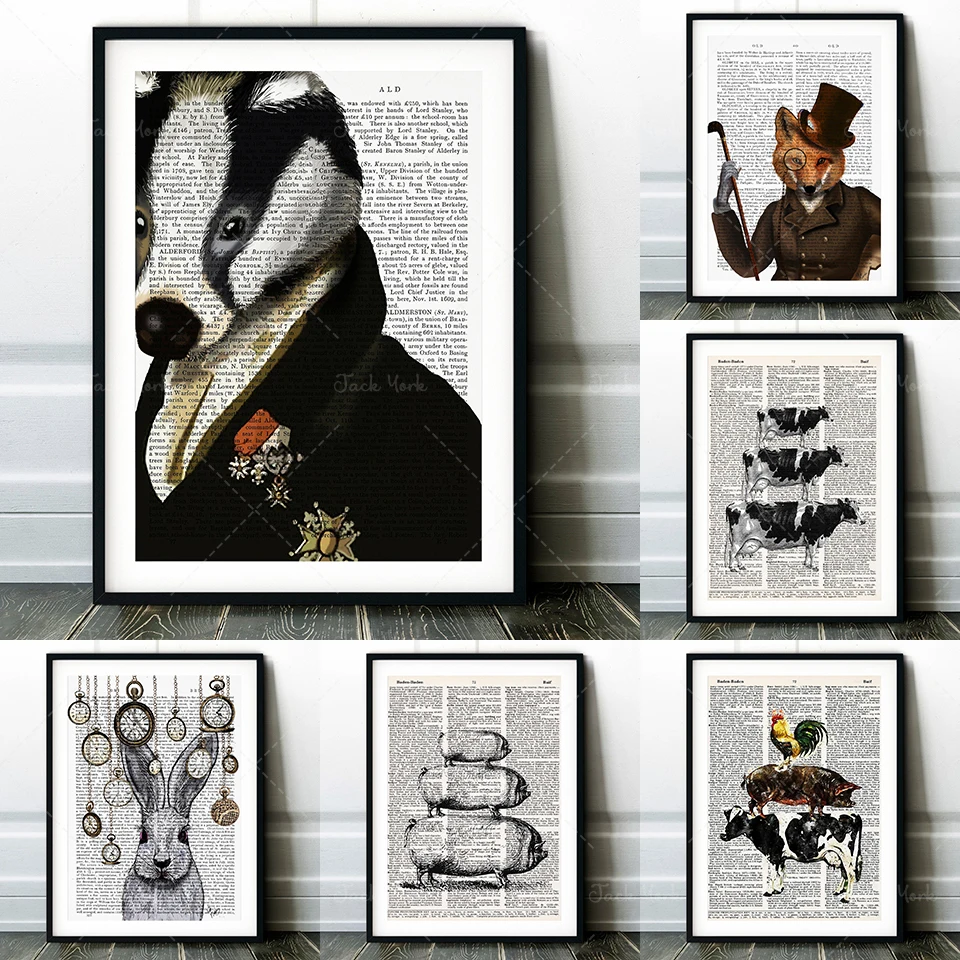 Affiches Antiques Imprimées d'Animaux, Art Mural, Photos Imprimées