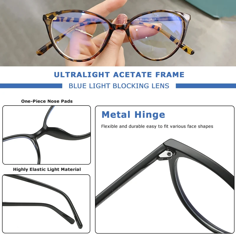 CRIXALIS Women\'s Blue Light Glasses 2024 Flexible Optical Prescription Eyewear Frame Female Computer Eyeglasses Ladies UV400