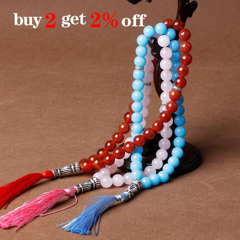 10mm Natural Stone Black Turquoises Tassel Pendant 33 Prayer Beads Islamic Muslim Tasbih Allah Mohammed Rosary For Women Men image 2