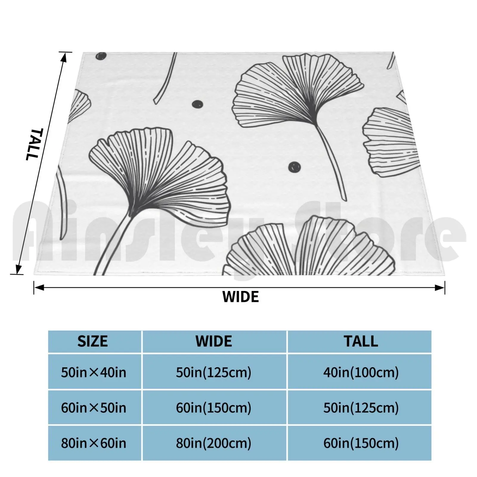 Black Ginkgos Blanket Fashion Custom Ginkgo Leaves Nature Leaf Ginkgo Biloba Ginkgo Leaf Botanical Green Plants