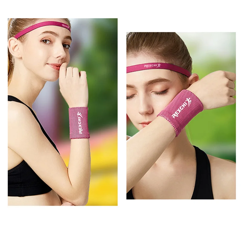 1PC Wrist Brace Support Breathable Ice Cooling Tennis Wristband Wrap Sport Sweatband For Gym Yoga Volleyball Hand Sweat Band