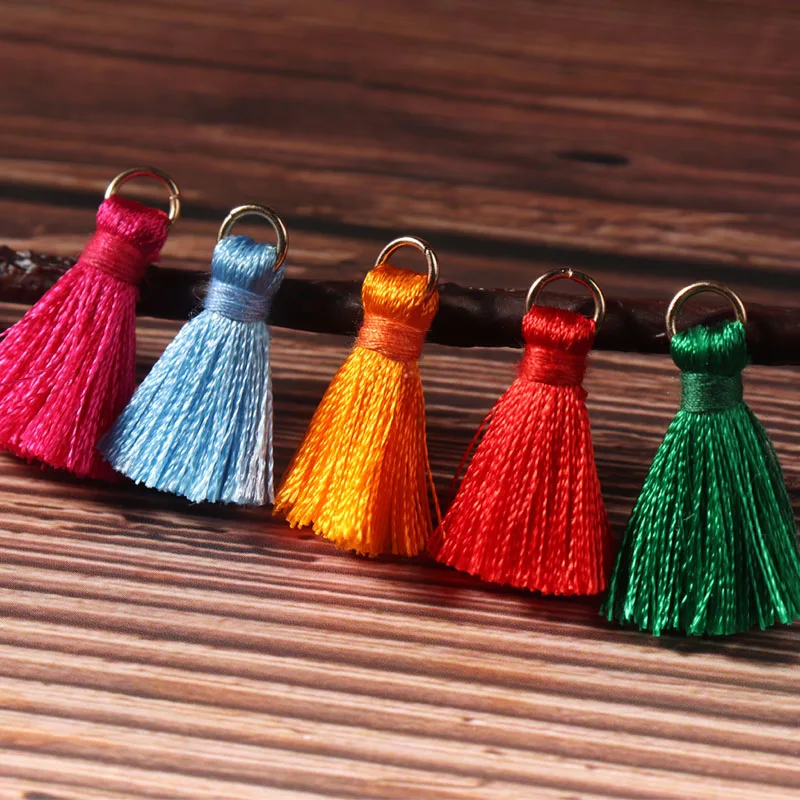 12Pcs/lot 2cm Mini Polyester Tassels Small Tassels for Jewelry Making Supplies bracelet necklace Findings&Components material