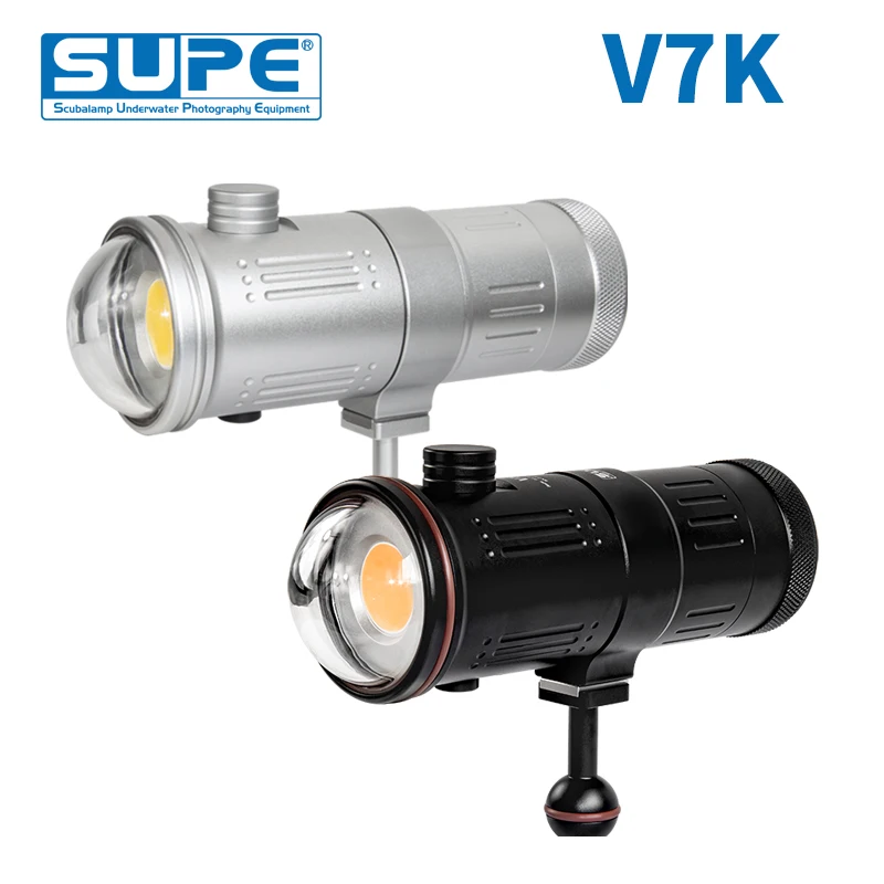 SUPE Scubalamp V7K 15000-Lumen Underwater Photo Video Light Scuba Diving Search Light Beam Angle 120 Dual & Rotation 4 mode