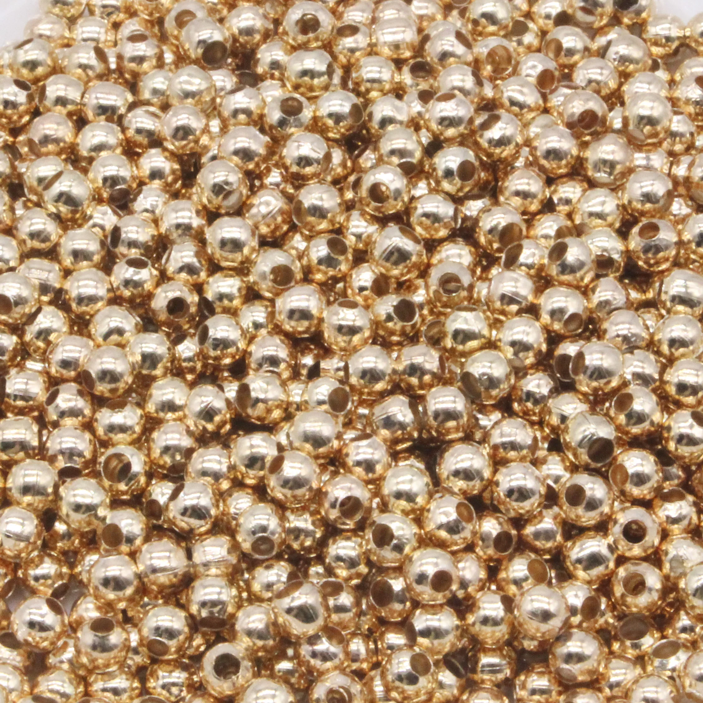 CHONGAI 30-500pcs Metal Beads Smooth Ball Spacer Beads For Jewelry Making Gold/Silver Color Beads Jewelry Findings