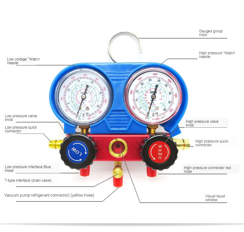 Car Air Vacuum Pump Air Conditioning Repair Fluorine Filling ToolR134A HVAC A/C Refrigeration Kit AC Manifold Gauge Set