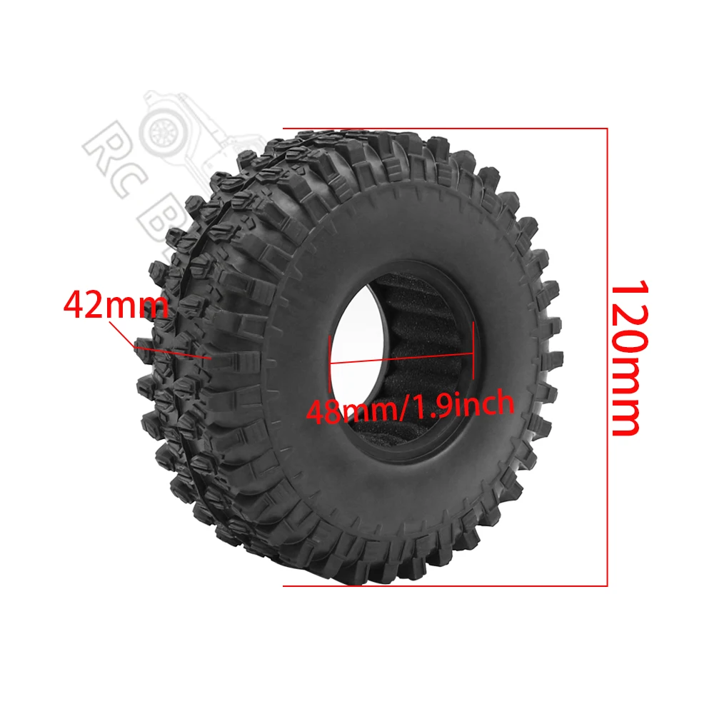 1.9/2.2 inch Rubber Tyre 1.9 Wheel Tires for 1/10 RC Crawler TRX4 TRX6 Axial SCX10 II III Gladiator 90046 RBX10 Wraith