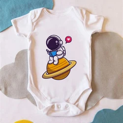 Bonito astronauta design divertido bebê recém-nascido roupas do menino europa moda nova infantil onesies streetwear verão casual criança corpo