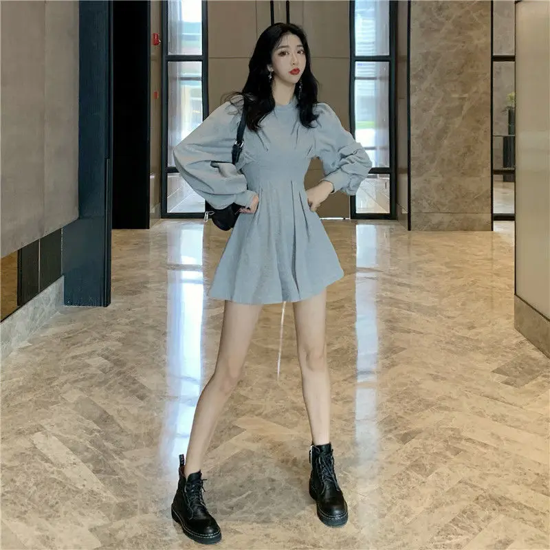 Dress Women School Abdomen Ulzzang Long Sleeve BF Style Harajuku Lovely Girls Newest Mini Daily Soft Popular Spring Pure O-Neck