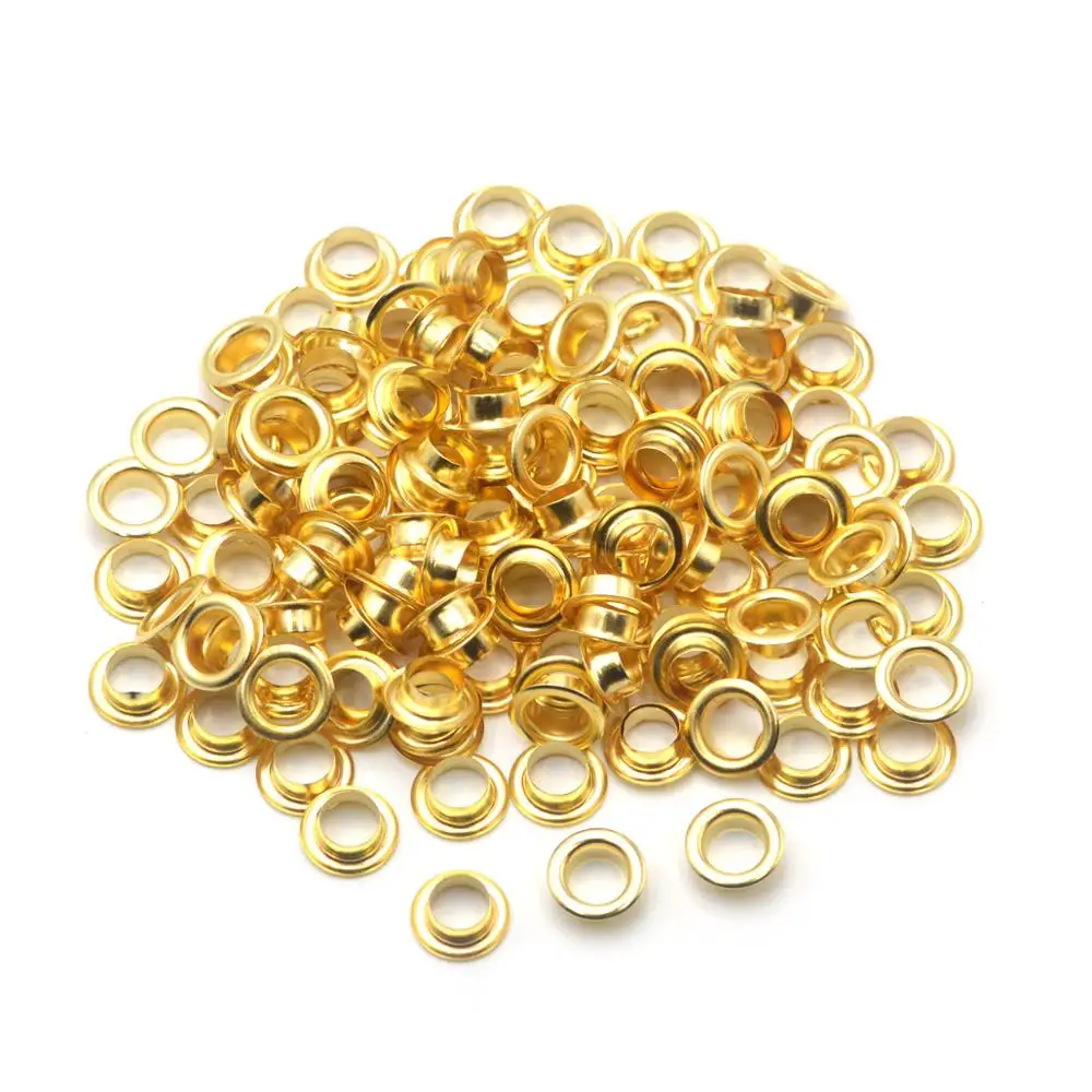 KALASO 100set Brass Material Gold Color 4mm/5mm/6mm/8mm/10mm Grommet Eyelet With Washer Fit Leather Craft Shoes Bag Diy Supplies