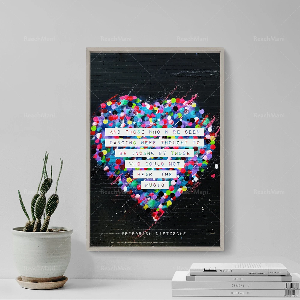 Friedrich Nietzsche - Those who were seen dancing - The Heart - Poster Original Art Print Photo  - Music Love Motivation