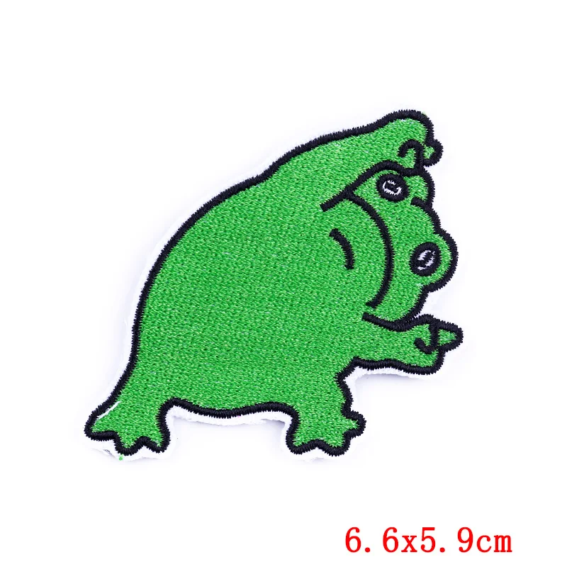 Prajna 10PCS Wholesale Hippie Frog Embroidered Patches On Clothes Cartoon Animal Applique Iron On Patches For Clothing Stickers