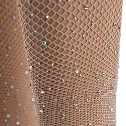 Women Stocking Rhinestone Diamond Sexy Tights Transparent Fishnet Stockings Pantyhose Diamond Party