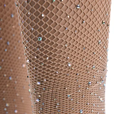 Kobiety Stocking Rhinestone diamentowe seksowne rajstopy przezroczyste pończochy kabaretki rajstopy diamentowe Party