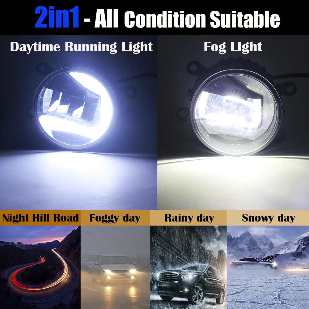 2in1 Fog Light Assembly Car LED Fog Driving Light DRL For Nissan Frontier Xterra Note Pathfinder Navara Pixo Sentra Interstar