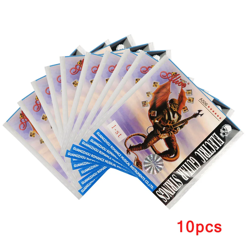 

10pcs Alice Electric Guitar Strings A506-L E-lst / B-2nd Light Single String Plate Steel Core String Electric Guitar Accessories