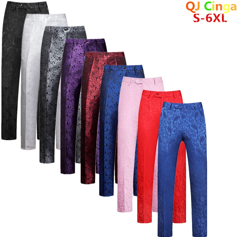 Red Men\'s Suit Pants, Wedding Party Trousers, Fashion Business Dress Pant Men Blue Black Pantalones Hombre White Slacks