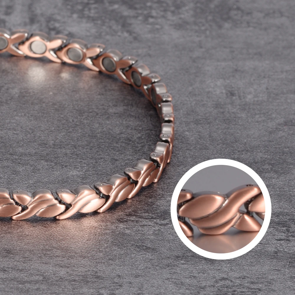 Vinterly Magnetische Puur Koperen Armbanden Voor Vrouwen 6.5Mm Vintage Keten Gezondheid Energie Magneet Artritis Pijnstilling Vrouwen Sieraden