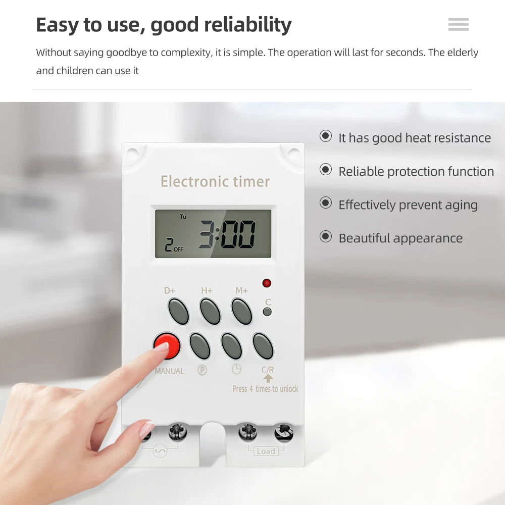 220V Digital Timer Switch Time Relay Programmable Timer Controller Plug Smart Socket For Universal Electric Appliance KG316T-II