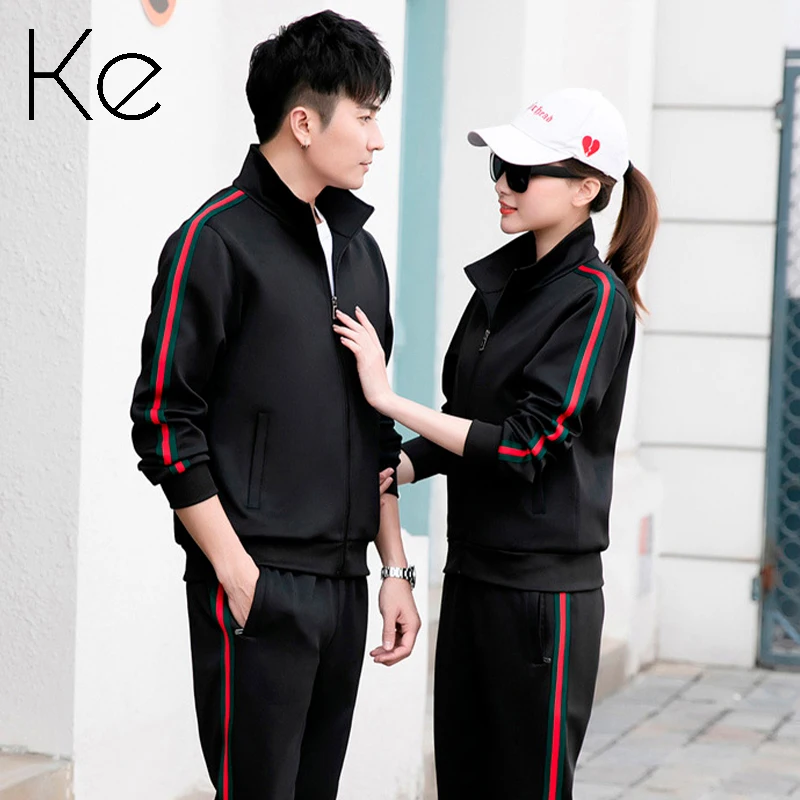 

KE295 Sports suit men's women's spring autumn 2021 new red couple wear summer leisure plus size fitness morning running suit