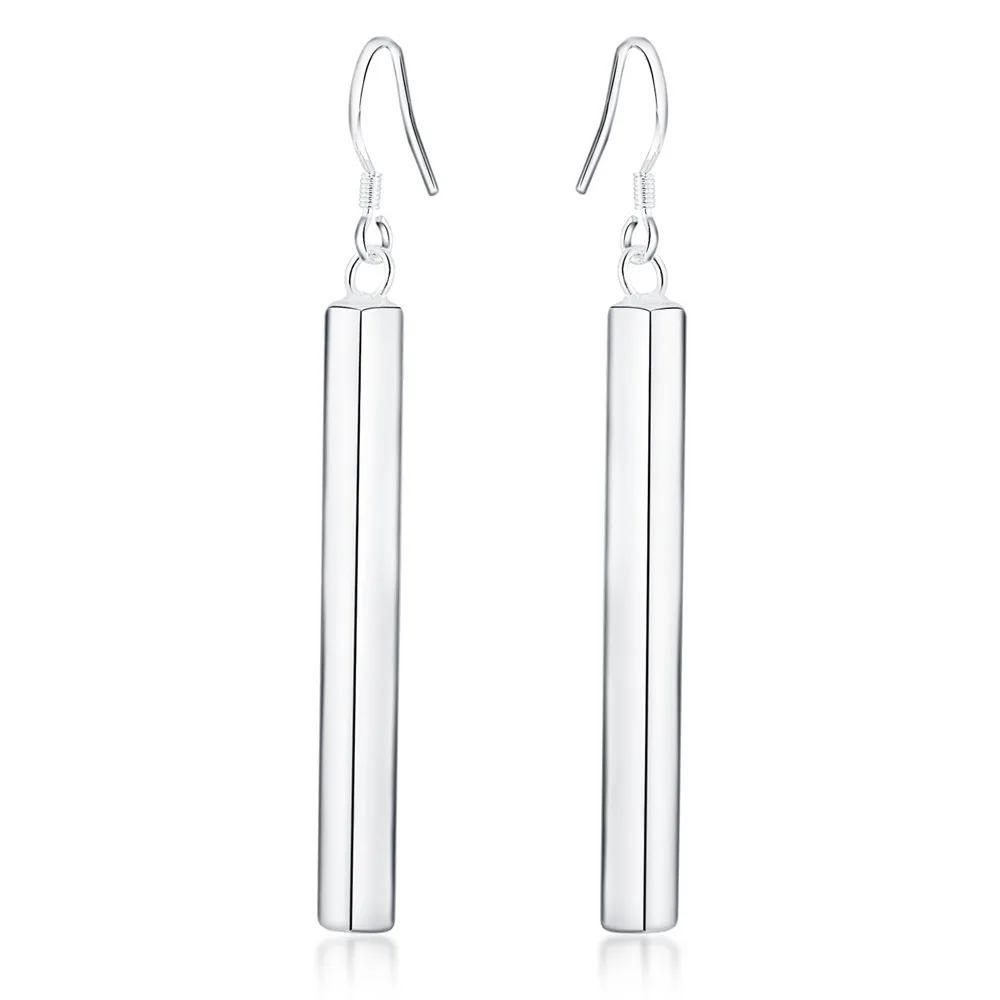 Fashion Straight Long Dangle Drop Earrings Top Quality Concise Ear Line 925 Sterling Silver Fashion Jewelry For Women Best Gift