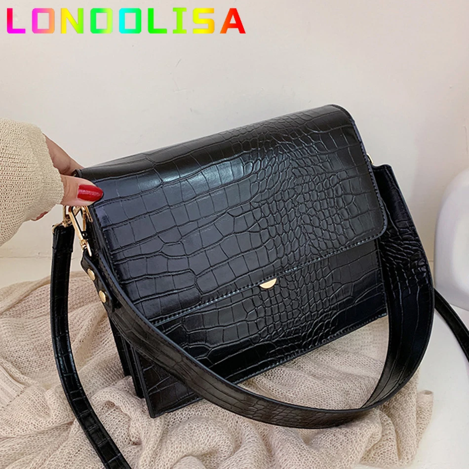 Luxury Brand Female Tote Bag 2024 Fashion New Quality Leather Women\'s Designer Handbag Crocodile Pattern Shoulder Messenger Bag