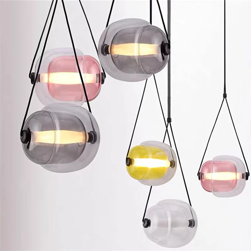 

New Style Colorful Glass Pendant Light Nordic Design Pendant Lamp Bedroom Bedside Dining Room Bar Indoor Hanging Droplight Light