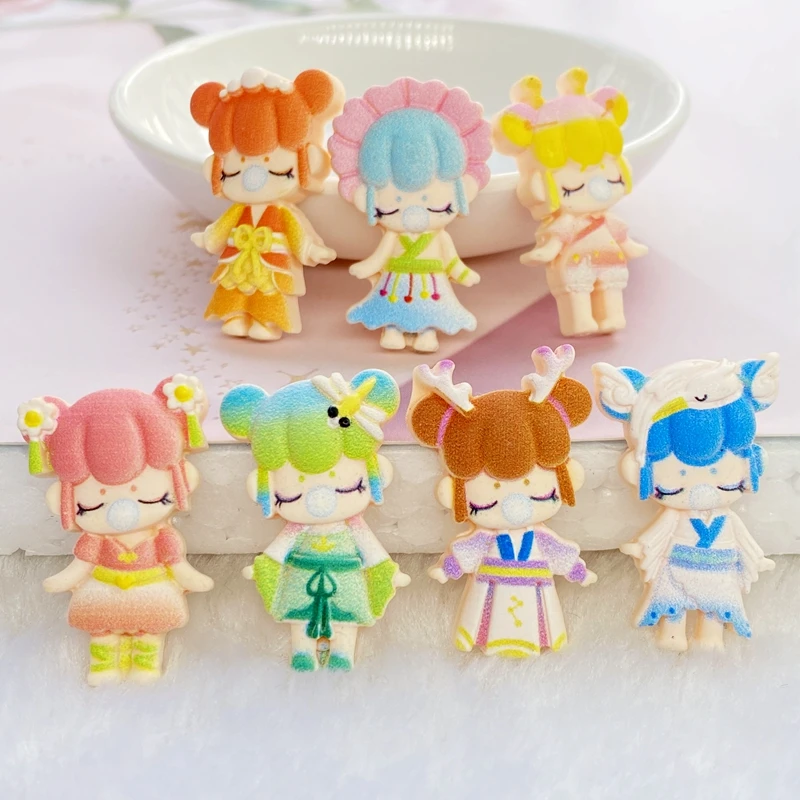 10pcs Kawaii Resin Mix Lovely Little Girls Flat Back Cabochon Crafts Clothing DIY Scrapbooking Accessories G74