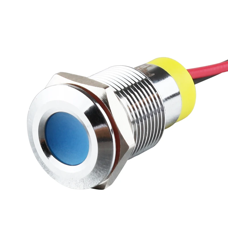 IP66กันน้ำสีกระพริบ LED เตือนไฟเตือน12Mm Pilot สัญญาณ3V 6V 12V 24V 36V DC ลวด