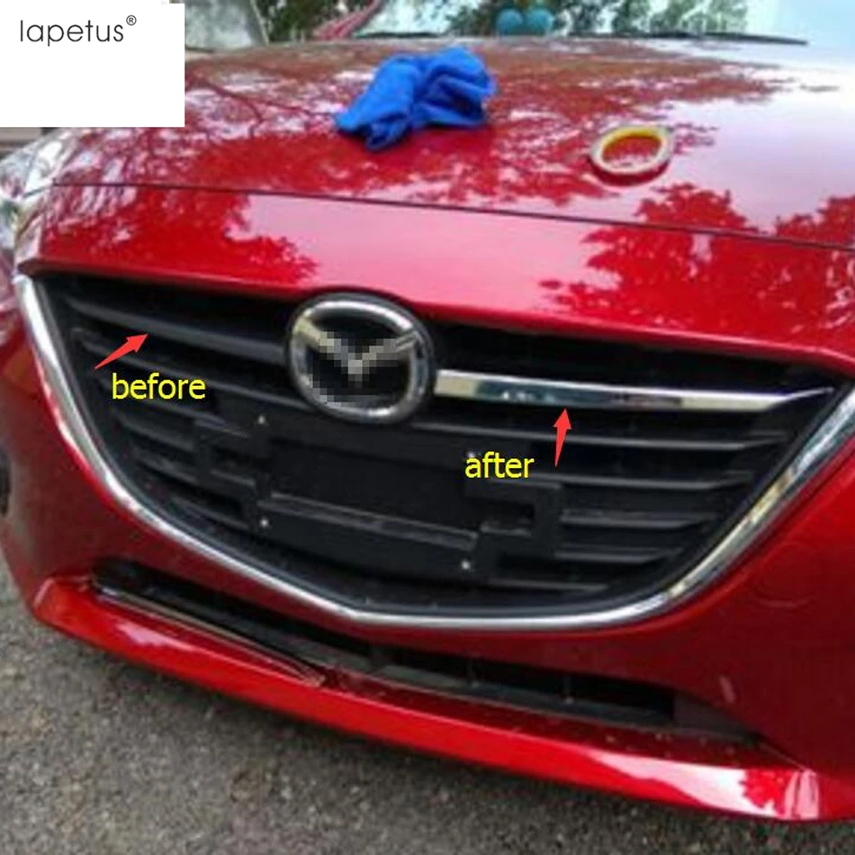 Accessories For Mazda 3 AXELA Hatchback Sedan 2014 2015 2016 Front Face Grille Grill  Decoration Strip Molding Cover Kit Trim