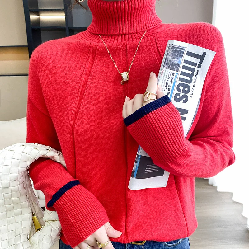 

Women Sweater Turtleneck Pullovers Autumn Winter Sweaters New Long Sleeve Thick Warm Female Sweater