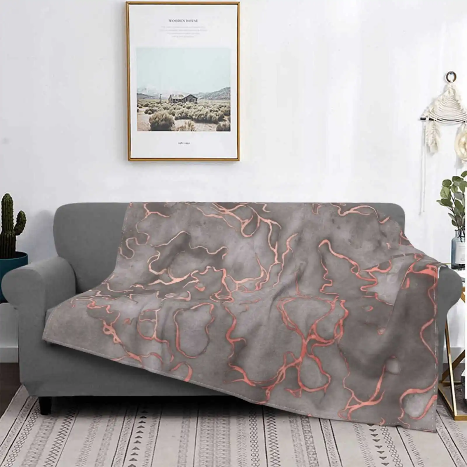 Watercolor Grey And Rose Gold Marble Super Warm Soft Blankets Throw On Sofa/Bed/Travel Stone Gem Mineral Rockhound Precious