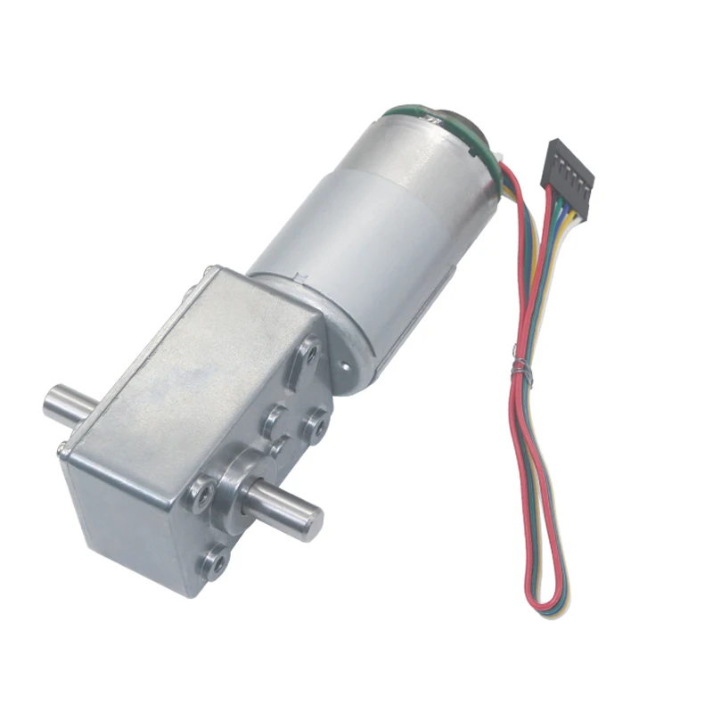 1pcs DC12V 24V 16-470rpm 5840-555 Dual Shaft Turbo Worm Speed Reduction Gear Motor With Code Disk Encoder