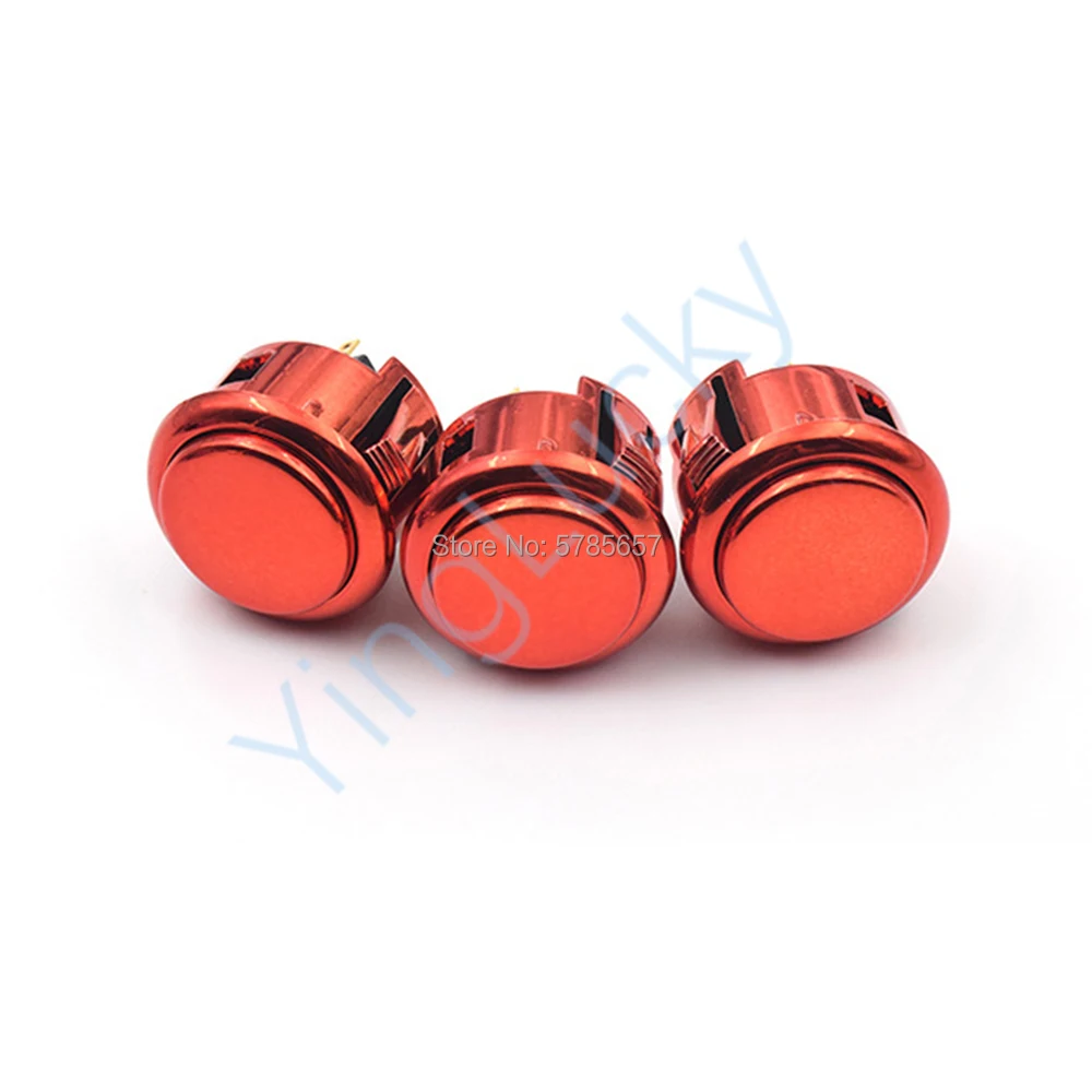 Sanwa-Gilded Push Button for Arcade, Copy Button, Zero Delay Arcade Kit, 12V, 5 Colors to Choose, 1PC, 24mm, 30mm