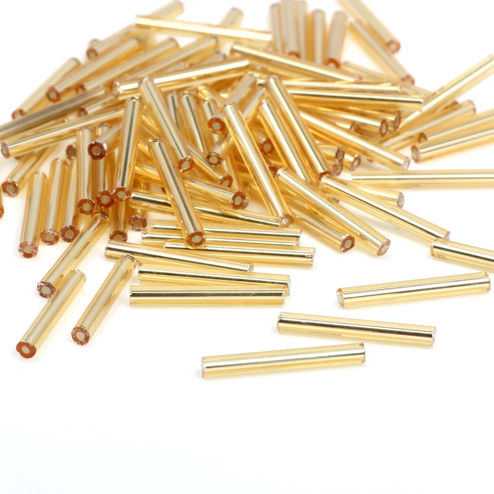OlingArt Gold Silver color 45g/lot Glass Seed Beads 9-30mm Bugle Tube necklace Bracelet earrings DIY jewelry making