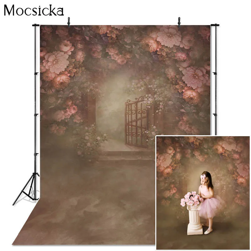 Mocsicka – arrière-plan de photographie abstraite, peinture à l'huile rétro, fleurs fraîches, Portrait d'enfant, pour Studio Photo