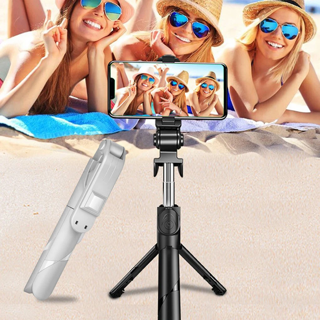 Mobile Phone Selfie Stick Telescopic Selfie Tripod Live Streaming Bluetooth 4.0 Smartphone Holder, Black